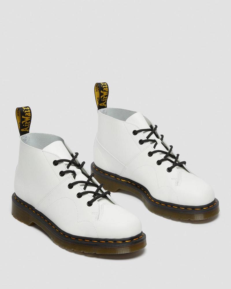 White Men's Dr Martens Church Smooth Leather Monkey Boots | CA 549PJJ